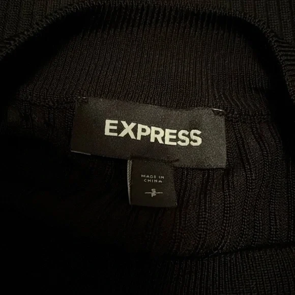 Express Ribbed & Pointelle Mock Neck Sweater w/ Balloon Sleeve Details SMALL - Picture 5 of 8